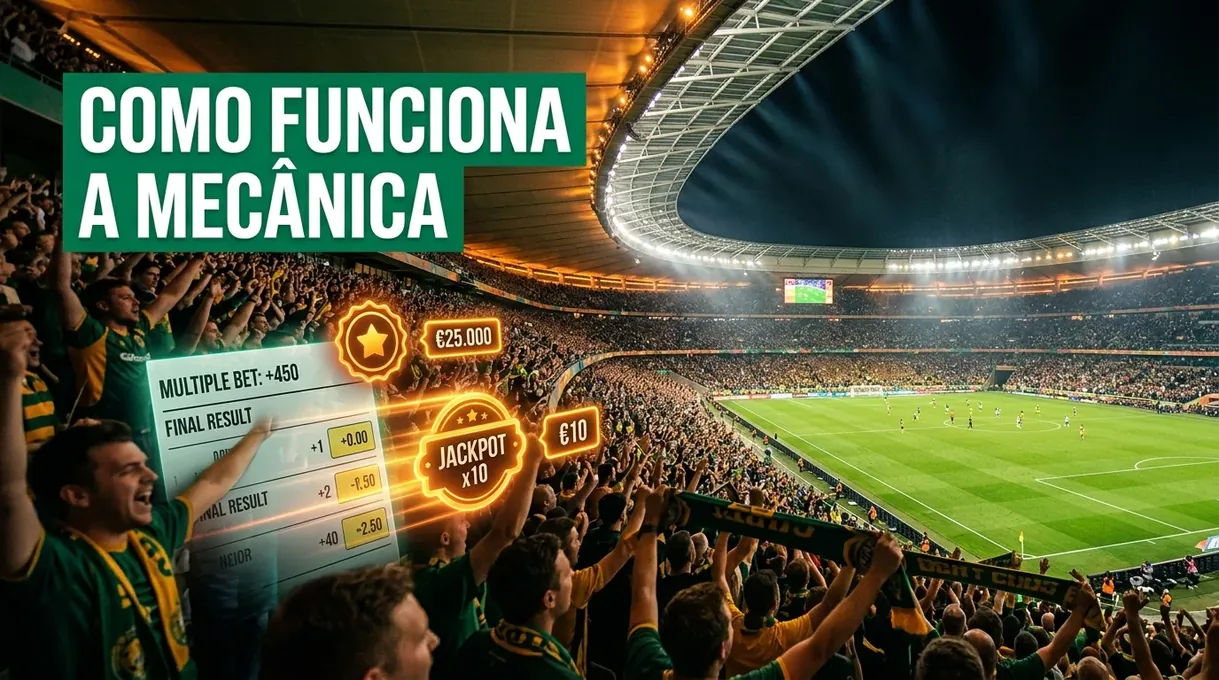 Floodlit stadium scene with graphic overlays detailing game mechanics.